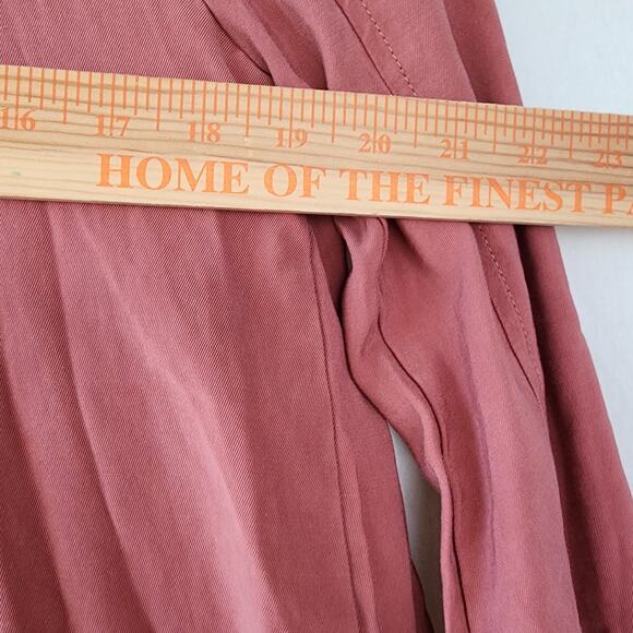 FREE PEOPLE TRENCH COAT Jacket Size XS Mauve Pink Pockets Longline - Picture 11 of 11